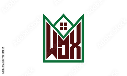 WDX initial letter real estate builders logo design vector. construction, housing, home marker, property, building, apartment, flat, compartment, business, corporate, house rent, rental, commercial photo