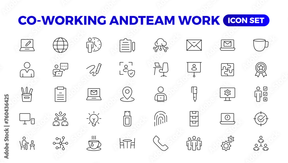 Co-working & Teamwork.Office and coworking linear icons collection. Set of coworking space Icons.Business teamwork, team building, work group, and human resources minimal thin line web icon set. Co-working & Teamwork.Office and coworking linear icons collection. Set of coworking space Icons.Business teamwork, team building, work group, and human resources minimal thin line web icon set.