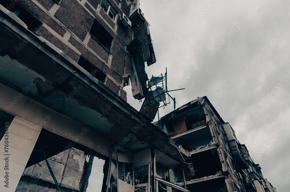 destroyed and burned houses in the city Russia Ukraine war destroyed and burned houses in the city Russia Ukraine war