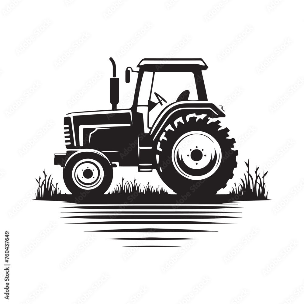 Farm Workhorses: Tractor Silhouette Vector for Agricultural Designs and Rural-themed Projects. Tactor illustration vector.