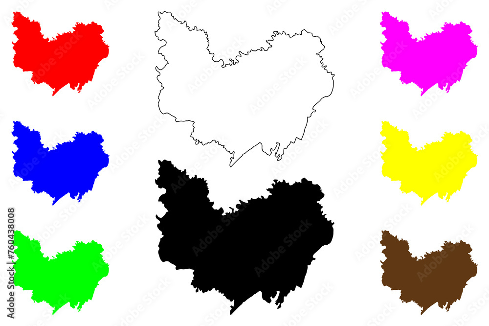 Naklejka premium Hechuan city (People's Republic of China, PRC) map vector illustration, scribble sketch Hechuan map