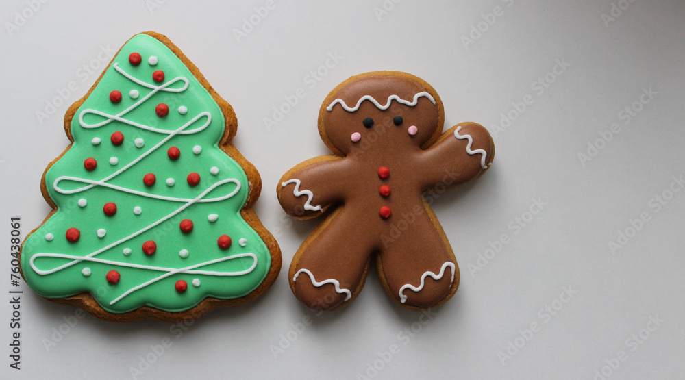 Holidays Background With Gingerbread Man And Pine Tree Cookies With Decorative Icing Isolated On White
Holidays Background With Gingerbread Man And Pine Tree Cookies With Decorative Icing Isolated On White