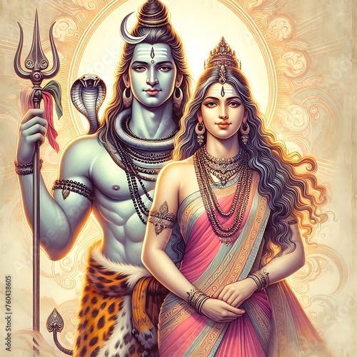 Goddess Parvati and Lord Siva photo