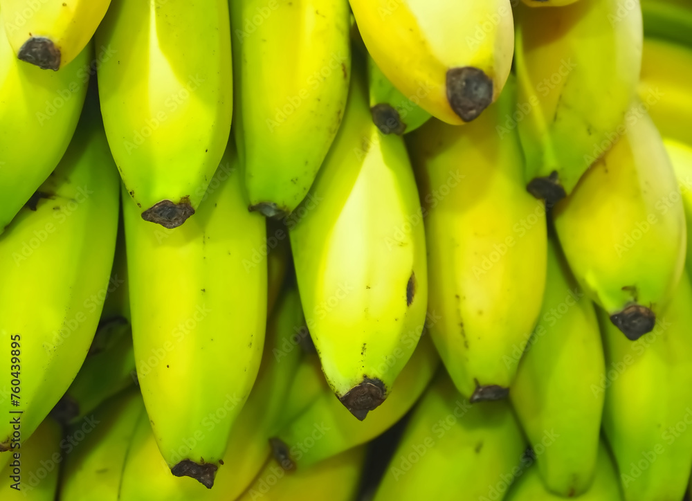 Group of unpeeled ripe bananas