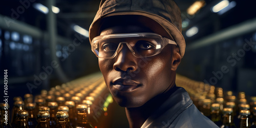 Portrait African man engineers of beer industry factory brewing