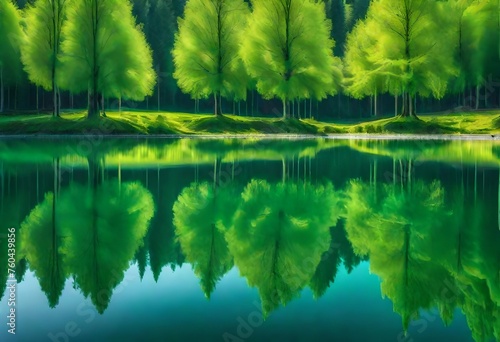 reflection of trees in the water © Ushtar