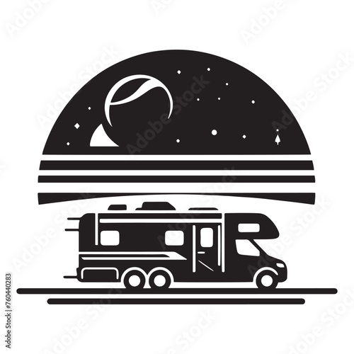 Adventure Wheels: Recreational Vehicle Silhouette Vector Collection for Outdoor Excursions and Travel Designs. Recreational vehicle illustration vector.