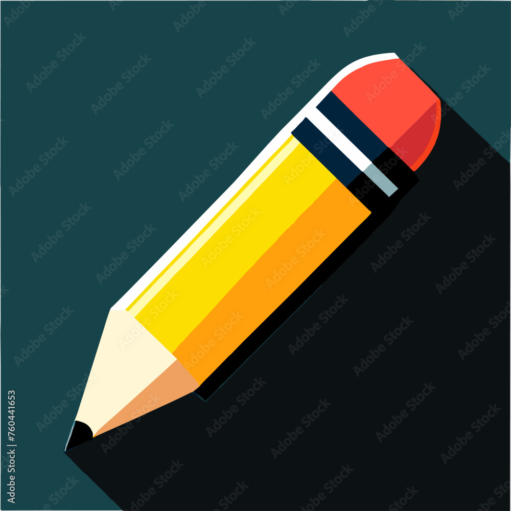 A yellow pencil with a red eraser on a blue background.
