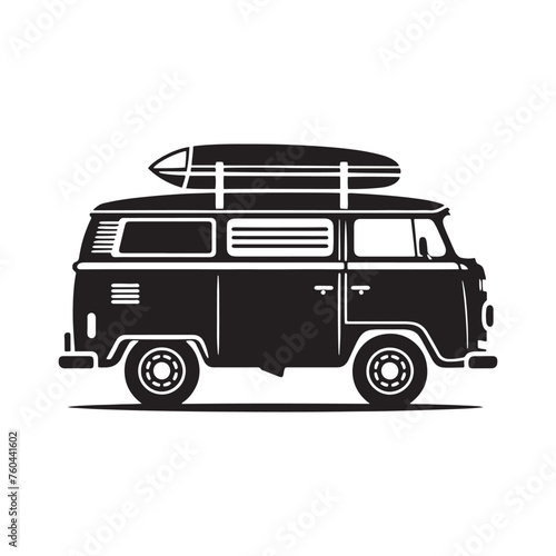 Van Life Adventures: Van Silhouette Vector for Nomadic Designs and Travel-themed Projects. Van illustration vector.