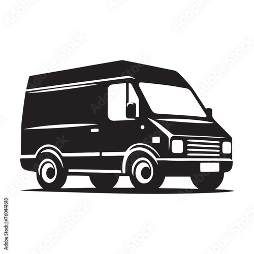 Van Life Adventures: Van Silhouette Vector for Nomadic Designs and Travel-themed Projects. Van illustration vector.