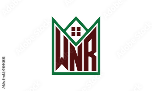 WNR initial letter real estate builders logo design vector. construction, housing, home marker, property, building, apartment, flat, compartment, business, corporate, house rent, rental, commercial photo