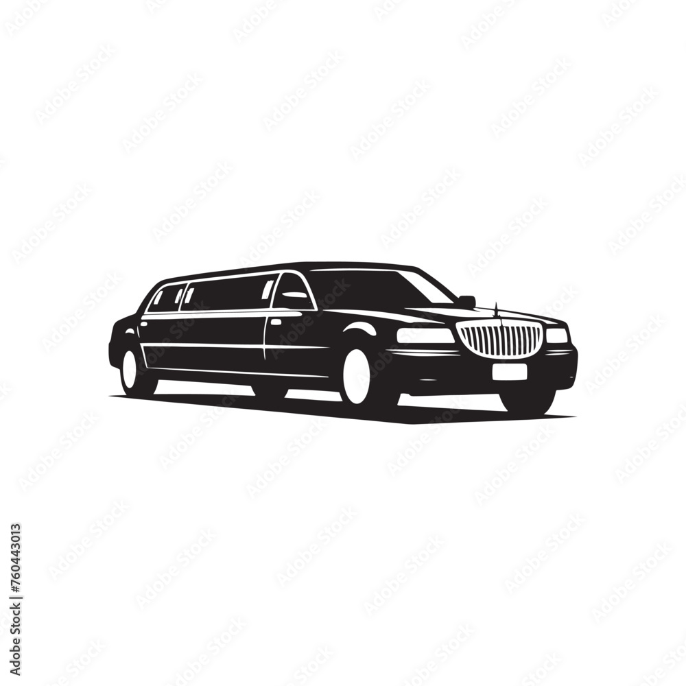 Luxury Rides: Limousine Silhouette Vector for Elegant Transport Designs and VIP-themed Projects, Limousine illustration.