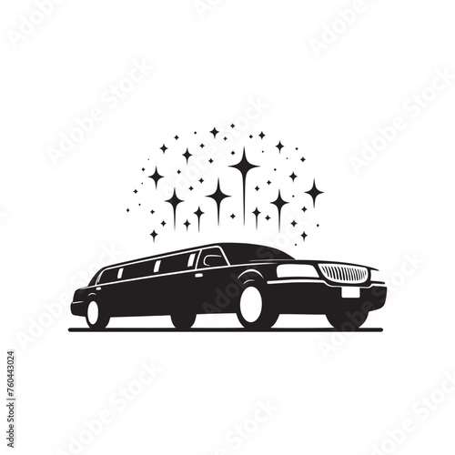 Luxury Rides: Limousine Silhouette Vector for Elegant Transport Designs and VIP-themed Projects, Limousine illustration.