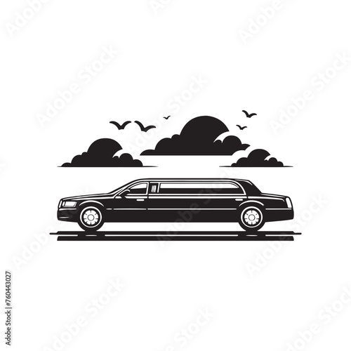 Luxury Rides: Limousine Silhouette Vector for Elegant Transport Designs and VIP-themed Projects, Limousine illustration.