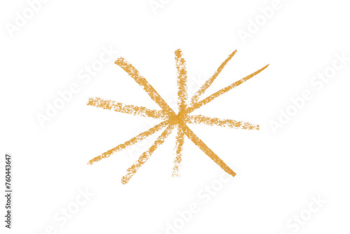 Orange pencil strokes isolated on transparent background