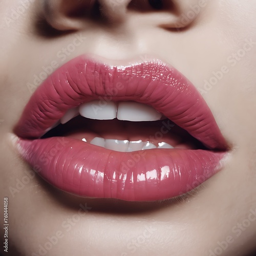close up portrait of a woman lips