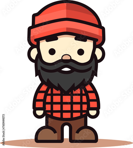Tough Lumberjack with Crossed Arms and Ax Vector Drawing
