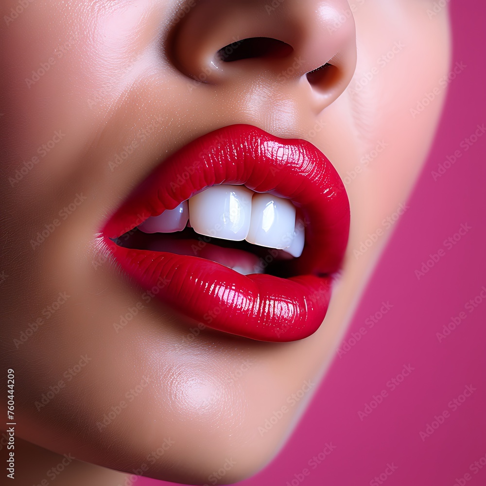 Obraz premium close up portrait of woman with red lipstick