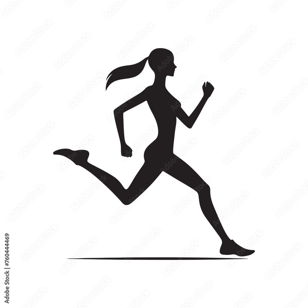 Running Lady Silhouette Vector Set for Fitness Designs and Active Lifestyle Projects, Running lady Illustration.