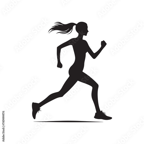 Running Lady Silhouette Vector Set for Fitness Designs and Active Lifestyle Projects, Running lady Illustration.