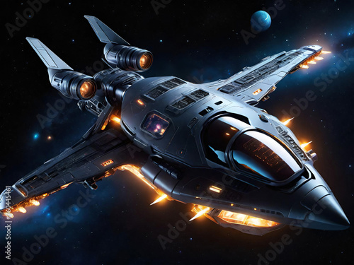 Wallpaper Mural spaceship in space, sci-fi scenery, generative ai illustration Torontodigital.ca