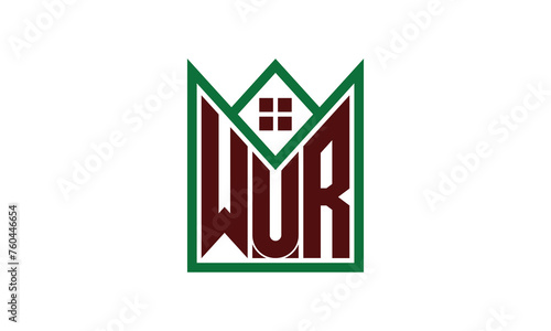 WUR initial letter real estate builders logo design vector. construction, housing, home marker, property, building, apartment, flat, compartment, business, corporate, house rent, rental, commercial photo