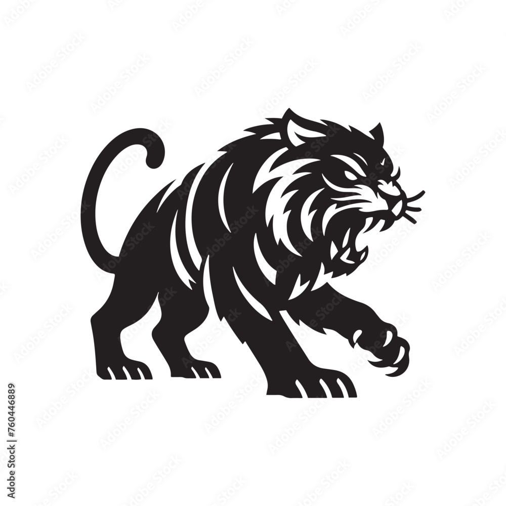 Fototapeta premium Ghost of the Bush: Tasmanian Tiger Silhouette Vectorfor Wildlife Designs and Australian-themed Projects, Tasmanian Tiger Illustration.