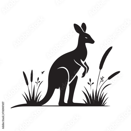 Wallaby Silhouette Vector for Wildlife Designs and Nature-themed Projects, wallaby illustration, Kangaroo vector..