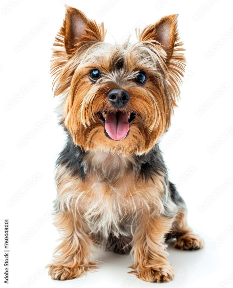 Radiant Yorkshire Terrier Sits Prettily, Tongue Out in Sheer Delight - Generative AI Radiant Yorkshire Terrier Sits Prettily, Tongue Out in Sheer Delight - Generative AI
