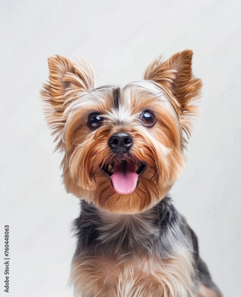 Charming Yorkshire Terrier Savoring the Moment with Joyful Gaze - Generative AI Charming Yorkshire Terrier Savoring the Moment with Joyful Gaze - Generative AI