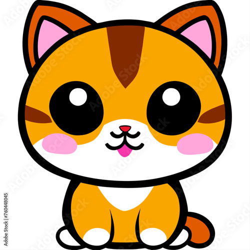 Cute cartoon cat with big eyes and a pink tongue sticking out.