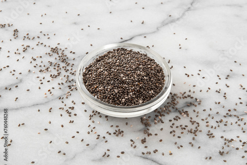 Close-up of grey chia seeds