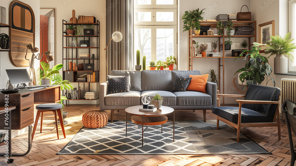 A relaxing living room with a bohemian vibe A relaxing living room with a bohemian vibe