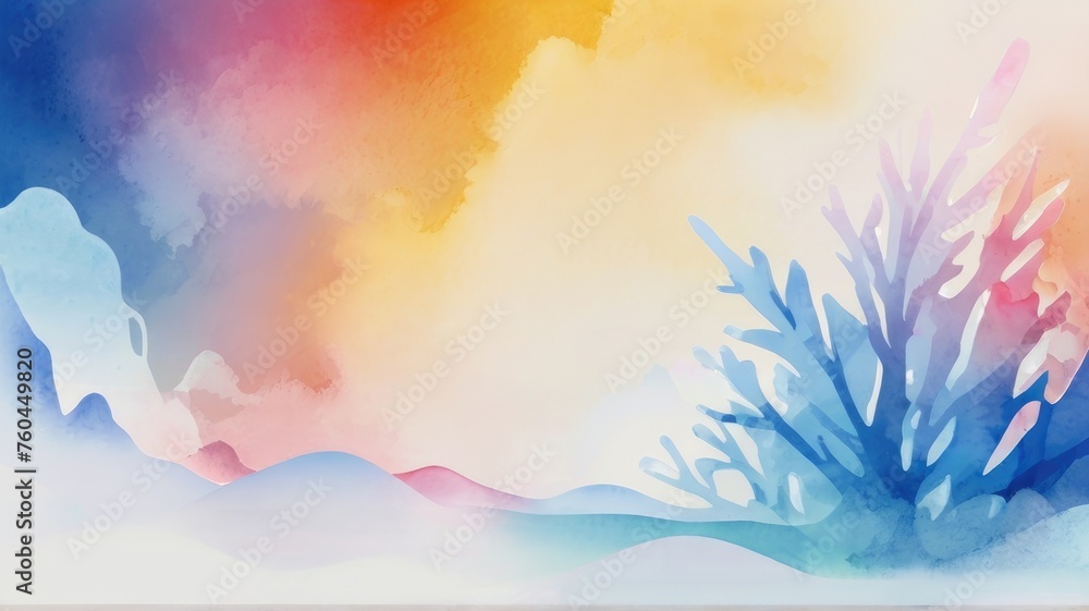 watercolor background with rainbow