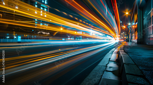 Acceleration images with blurred lines and fast curves like futuristic lights are lasers that move with movement that is a view of speed along stations and traffic. Cars, public transport with electri