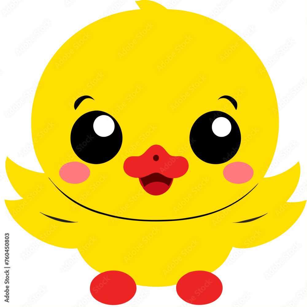 Cute yellow cartoon bird with big eyes, red beak, and red feet. Cute yellow cartoon bird with big eyes, red beak, and red feet.