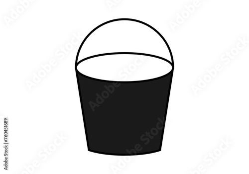 Icono negro de cubo o cubeta en fondo blanco.