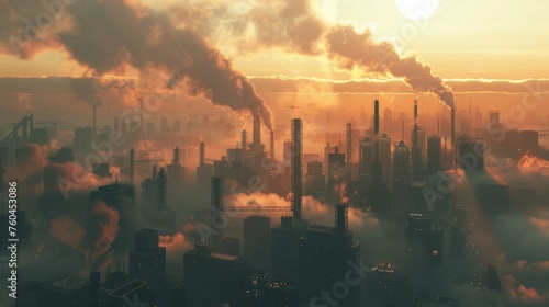 Poor environment in the city. Environmental disaster. Harmful emissions into the environment. Smoke and smog. Pollution of the atmosphere by plants. Exhaust gases