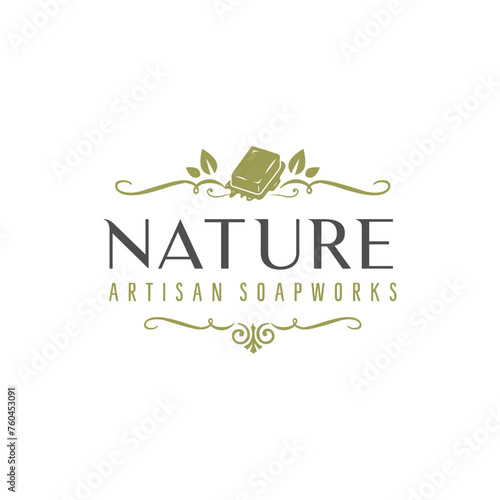Natural Soap logo design with simple, elegant, and retro style