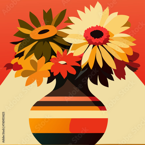 trend flower vase gerbera simple Design illustration