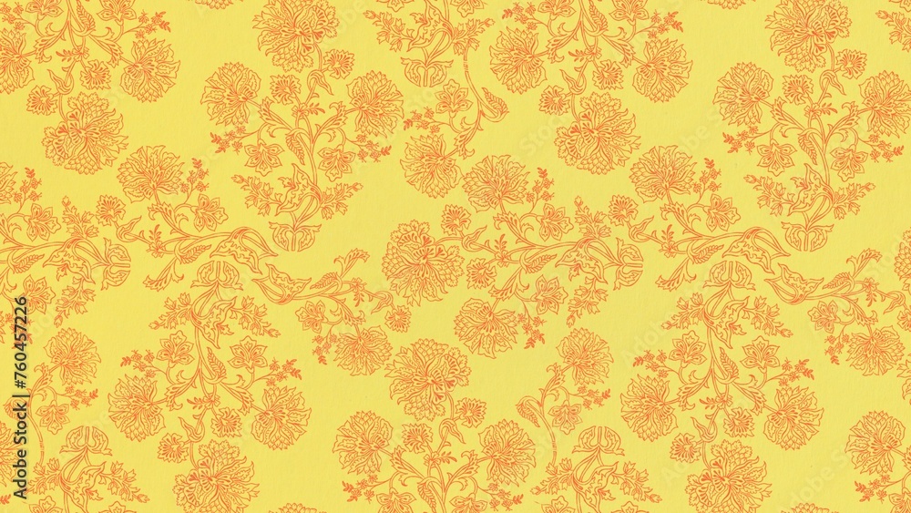 floral line art pattern on yellow backgorund floral line art pattern on yellow backgorund
