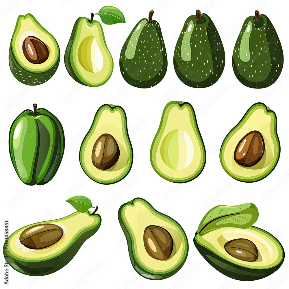 Avocado icons isolated on white background. Avocado icons isolated on white background.