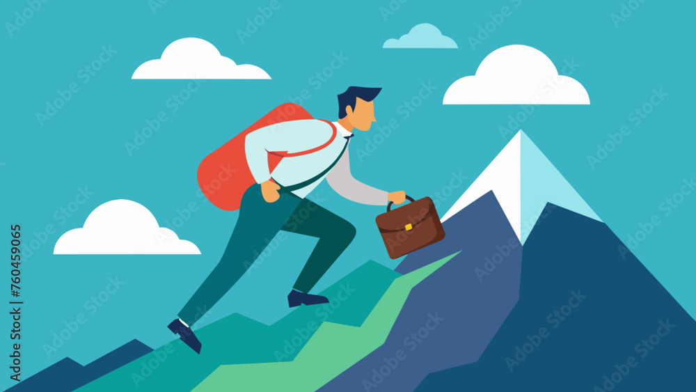 A traveler climb a mountain A traveler climb a mountain