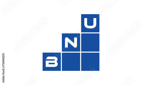 BNU initial letter financial logo design vector template. economics, growth, meter, range, profit, loan, graph, finance, benefits, economic, increase, arrow up, grade, grew up, topper, company, scale photo