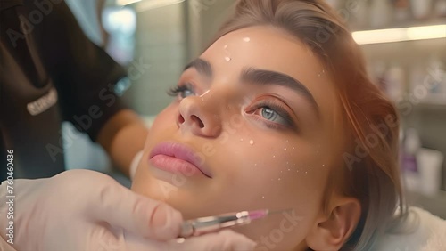 Botox injection in the face of a woman. Beauty and youth treatment,generative ai