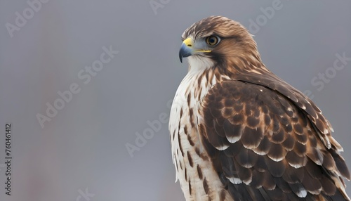 A Hawk With Its Feathers Fluffed Up Against The Co