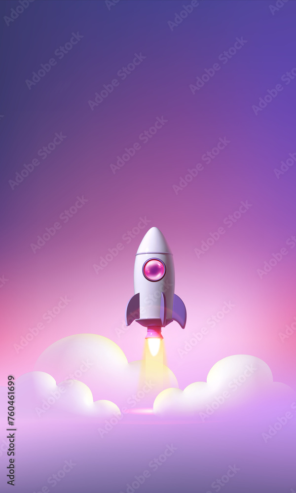 Vertical illustration of rocket launch Vertical illustration of rocket launch