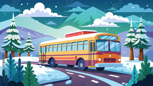 winter bus background and svg file