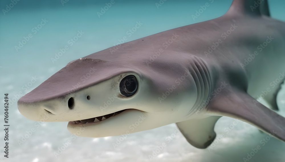A Close Up Of A Hammerhead Sharks Unique Head Sha - obrazy, fototapety, plakaty 