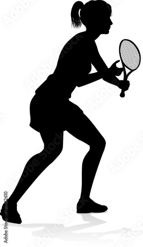 A tennis player woman silhouette sports person design element photo